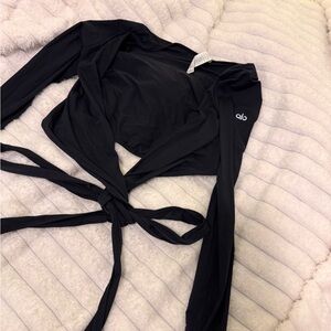 Alo Yoga Black Wrap Top